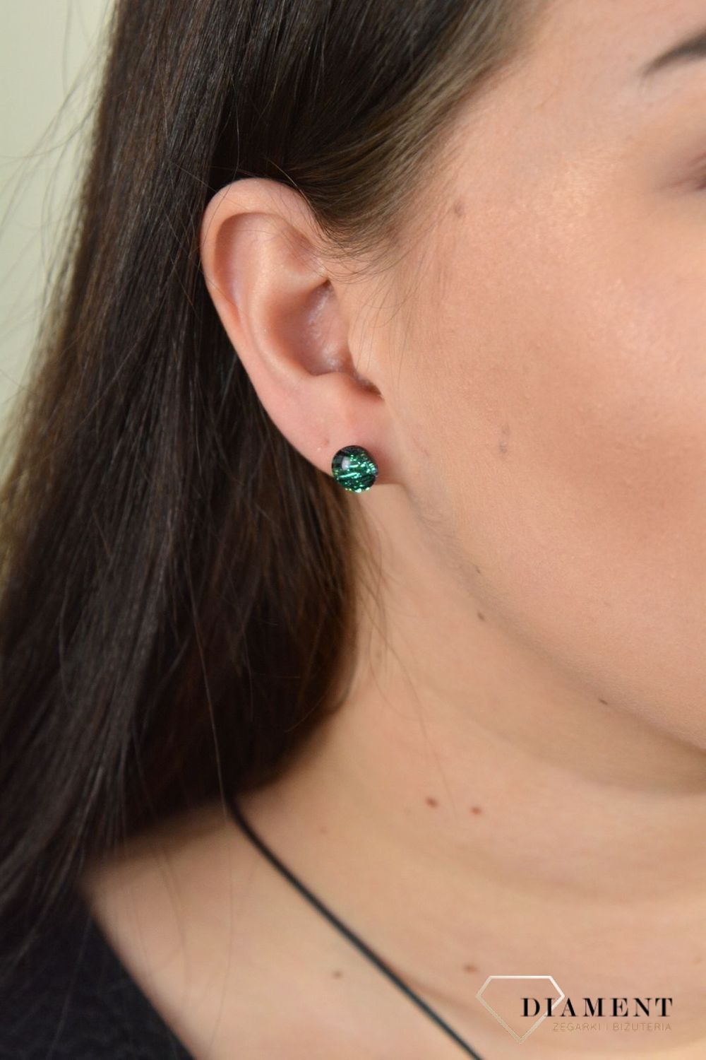 Srebrne kolczyki szkło weneckie 'Zielony blask' Murano 47.jpg